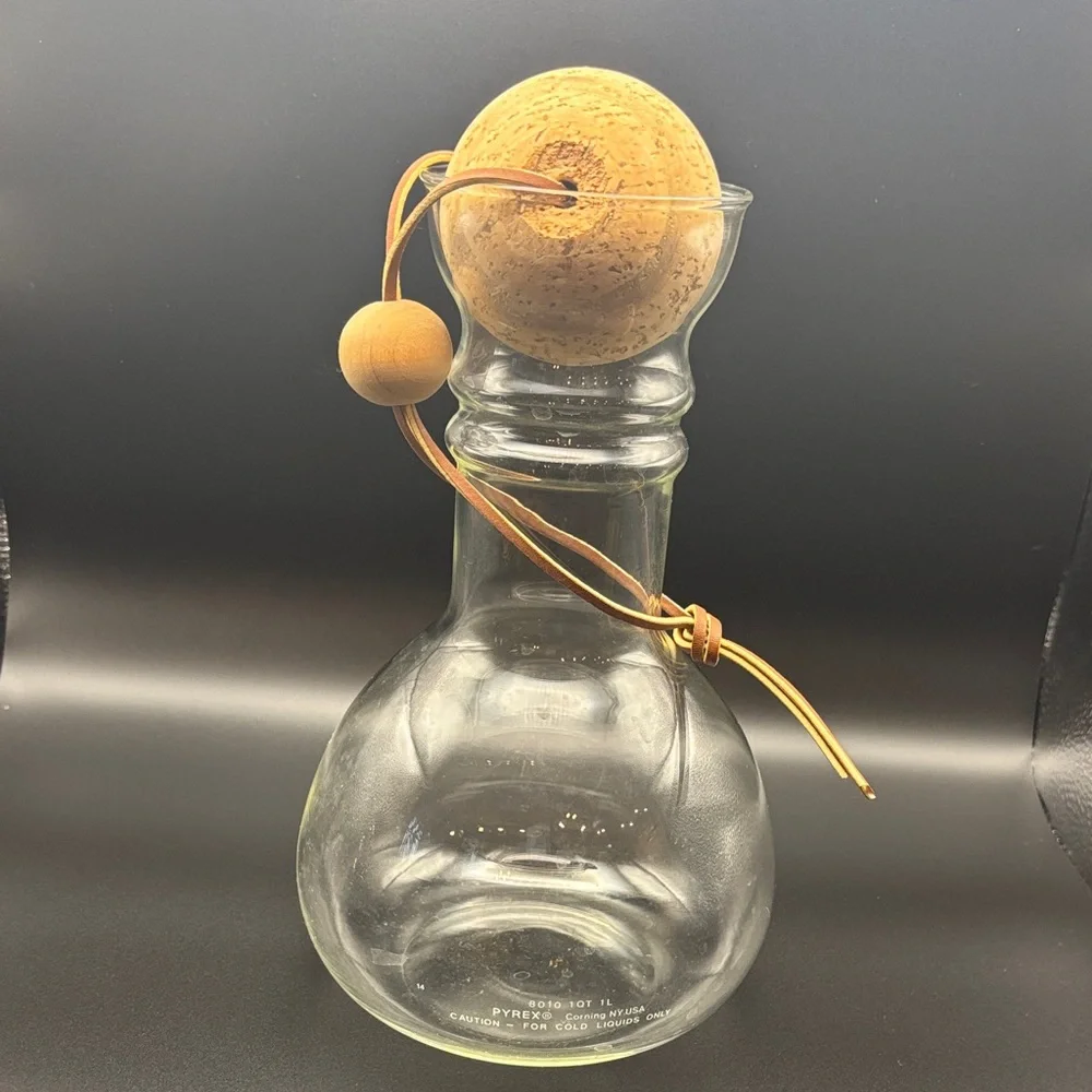 Vintage Pyrex Glass Decanter with Cork Stopper‎